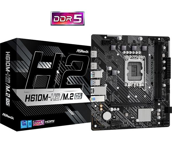 ASRock H610M-H2/M.2 D5 1700 mATX DDR5 ryhmässä TIETOKOONET & TARVIKKEET / Tietokoneen komponentit / Emolevyt @ TP E-commerce Nordic AB (C67009)