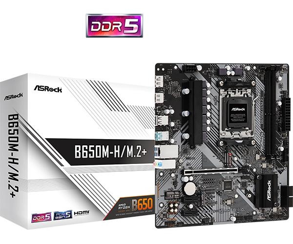 ASRock B650M-H/M.2+ Motherboard Micro ATX AM5 Socket DDR5 ryhmässä TIETOKOONET & TARVIKKEET / Tietokoneen komponentit / Emolevyt @ TP E-commerce Nordic AB (C67067)