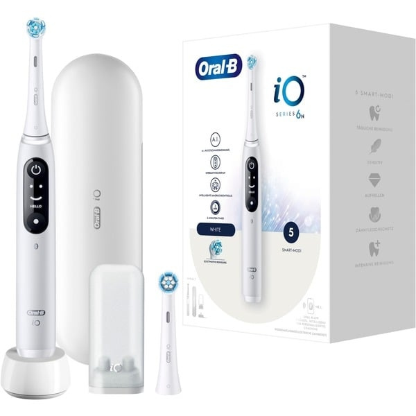 Oral B iO Series 6 Vit + fodral ryhmässä KAUNEUS JA TERVEYS / Suunhoito / Sähköhammasharjat @ TP E-commerce Nordic AB (C67074)