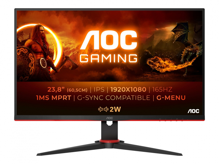 AOC Gaming 24G2SPU/BK 23,8 1920 x 1080 (Full HD) VGA (HD-15) HDMI DisplayPort 165Hz Pivot-skärm ryhmässä TIETOKOONET & TARVIKKEET / Näytöt / Tietokonenäytöt @ TP E-commerce Nordic AB (C67077)