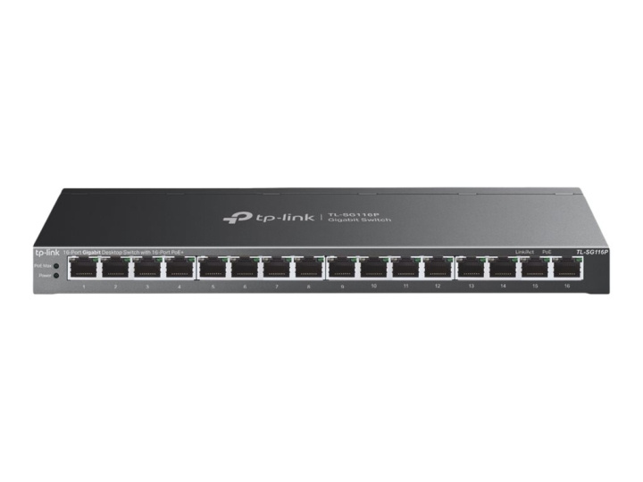 TP-Link TL-SG116P V1 Switch 16-port Gigabit PoE+ ryhmässä TIETOKOONET & TARVIKKEET / Verkko / Kytkimet @ TP E-commerce Nordic AB (C67159)