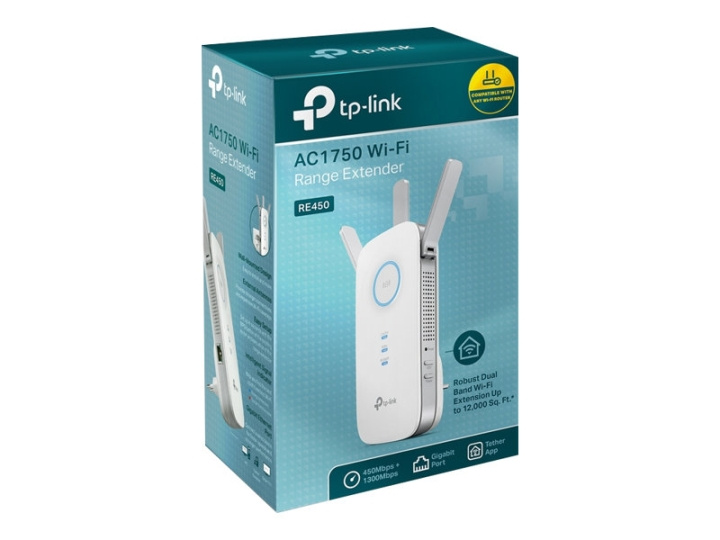 TP-Link RE450 WiFi Range Extender Extern ryhmässä TIETOKOONET & TARVIKKEET / Verkko / Wifi-vahvistimet @ TP E-commerce Nordic AB (C67212)