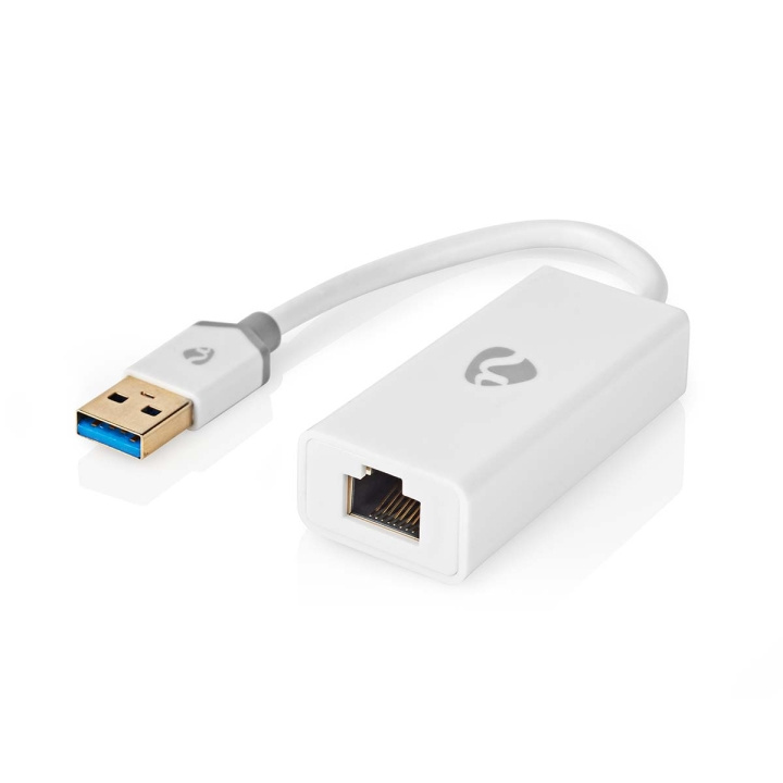 Nedis USB-verkkosovitin | USB 3.2 Gen 1 | 1 Gbps | USB-A Uros | RJ45 Naaras | 0.20 m | Pyöreä | Kullattu | Puhdas kupari | Valkoinen | Laatikko ryhmässä TIETOKOONET & TARVIKKEET / Verkko / Verkkokortti / USB @ TP E-commerce Nordic AB (C67498)