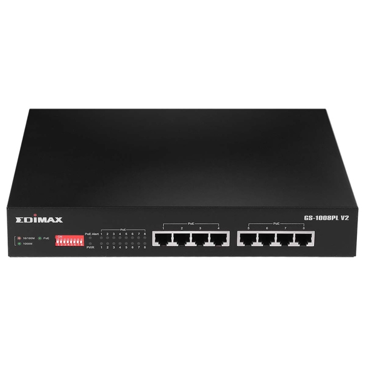 Edimax Pitkän kantaman 8-porttinen Gigabit Ethernet PoE+ -kytkin DIP-kytkimellä ryhmässä TIETOKOONET & TARVIKKEET / Verkko / Kytkimet @ TP E-commerce Nordic AB (C67601)