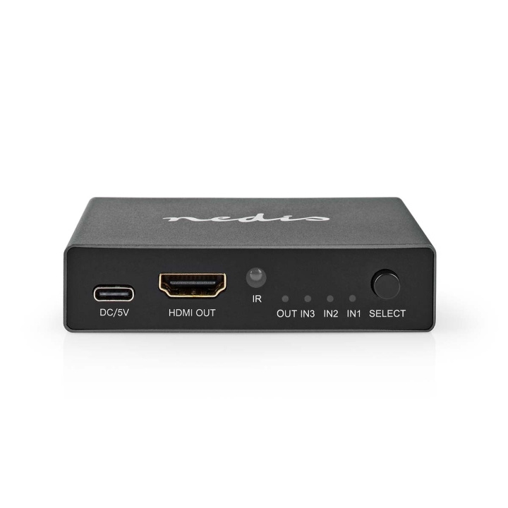 Nedis HDMI ™ Kytkin | 3-Porttinen port(s) | 3x HDMI™ tuloliitäntä | HDMI™ lähtö | 8K@60Hz | 45 Gbps | Kauko-ohjattu | Alumiini | Antrasiitti ryhmässä KODINELEKTRONIIKKA / Kaapelit & Sovittimet / HDMI / Sovittimet @ TP E-commerce Nordic AB (C67621)