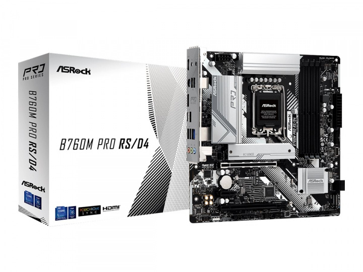 ASRock B760M PRO RS/D4 Micro-ATX LGA1700 Intel B760 ryhmässä TIETOKOONET & TARVIKKEET / Tietokoneen komponentit / Emolevyt @ TP E-commerce Nordic AB (C67851)