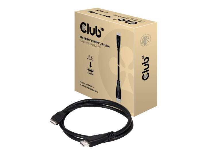 Club 3D Mini HDMI 2.0 til HDMI 2.0 1m 4K60Hz ryhmässä KODINELEKTRONIIKKA / Kaapelit & Sovittimet / HDMI / Kaapelit @ TP E-commerce Nordic AB (C67881)