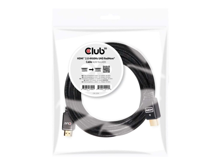 Club 3D HDMI 2.0 RedMere 4K60Hz UHD 15m ryhmässä KODINELEKTRONIIKKA / Kaapelit & Sovittimet / HDMI / Kaapelit @ TP E-commerce Nordic AB (C67885)