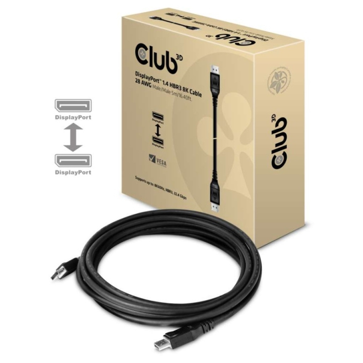 Club 3D 20-polig DisplayPort-hane hasp -> 20-polig DisplayPort-hane hasp 5 m ryhmässä TIETOKOONET & TARVIKKEET / Kaapelit & Sovittimet / DisplayPort / Kaapelit @ TP E-commerce Nordic AB (C67892)