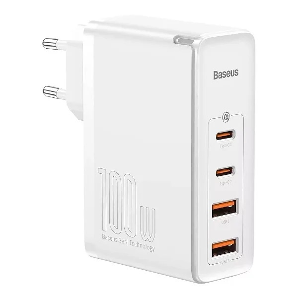 Baseus GaN2 Pro- Fast Charger 2xUSB + 2xUSB-C 100W (White) ryhmässä ÄLYPUHELIMET JA TABLETIT / Laturit & Kaapelit / Seinälaturi / Seinälaturi Type C @ TP E-commerce Nordic AB (C67910)