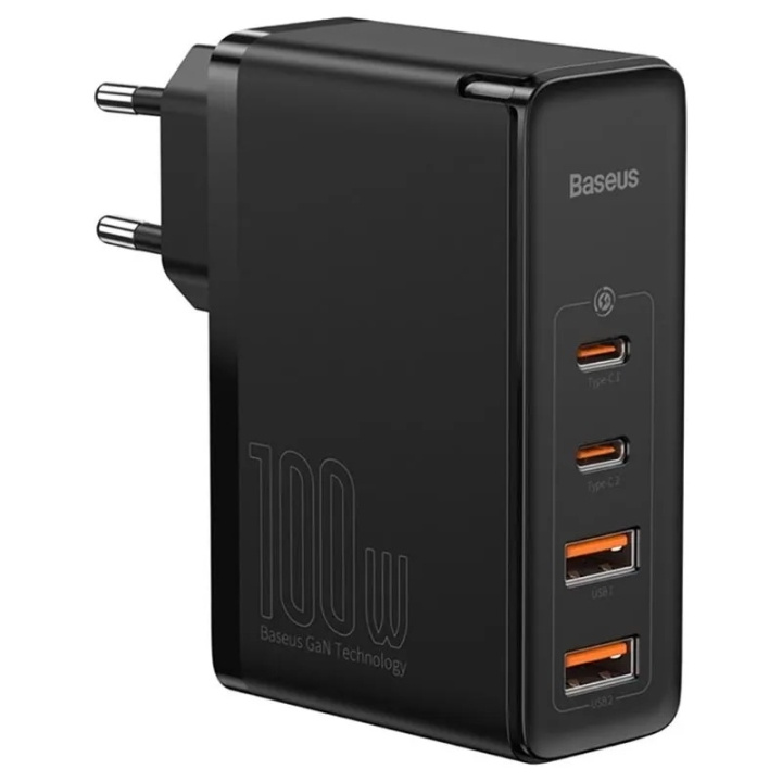 Baseus GaN2 Pro- Fast Charger 2xUSB + 2xUSB-C 100W (black) ryhmässä ÄLYPUHELIMET JA TABLETIT / Laturit & Kaapelit / Seinälaturi / Seinälaturi Type C @ TP E-commerce Nordic AB (C67970)