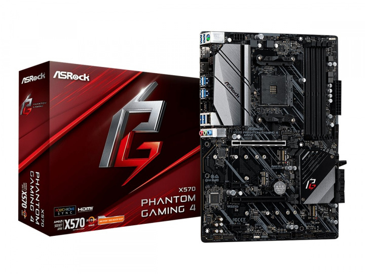 ASRock X570 Phantom Gaming 4 ATX AM4 AMD X570 ryhmässä TIETOKOONET & TARVIKKEET / Tietokoneen komponentit / Emolevyt @ TP E-commerce Nordic AB (C67971)