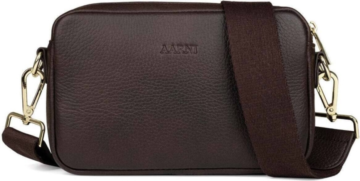 Aarni Crossbody Bag -olkalaukku, ruskea, kultainen vetoketju ryhmässä URHEILU, VAPAA-AIKA JA HARRASTUS / Tarvikkeet / Muut tarvikkeet @ TP E-commerce Nordic AB (C68181)