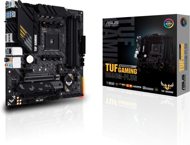 ASUS TUF GAMING B550M-PLUS AM4 microATX-emolevy ryhmässä TIETOKOONET & TARVIKKEET / Tietokoneen komponentit / Emolevyt @ TP E-commerce Nordic AB (C68267)