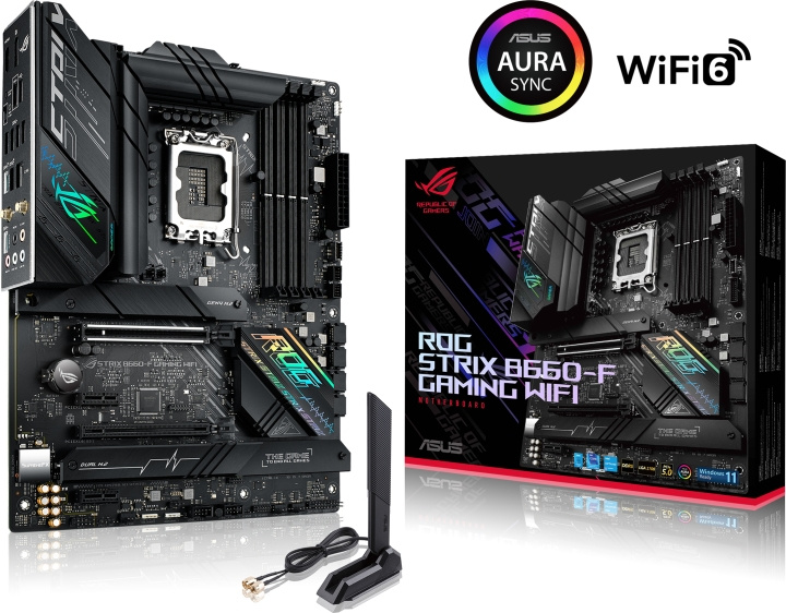 ASUS ROG STRIX B660-F GAMING WIFI LGA 1700 ATX-emolevy ryhmässä TIETOKOONET & TARVIKKEET / Tietokoneen komponentit / Emolevyt @ TP E-commerce Nordic AB (C68297)