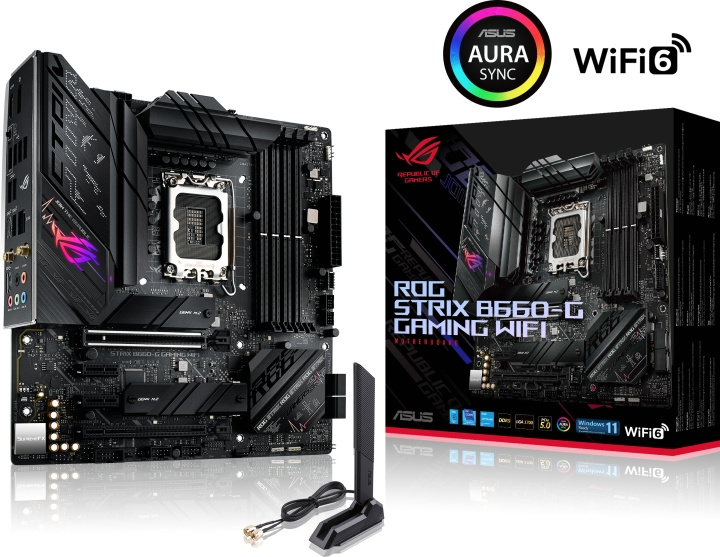 ASUS ROG STRIX B660-G GAMING WIFI LGA 1700 mATX-emolevy ryhmässä TIETOKOONET & TARVIKKEET / Tietokoneen komponentit / Emolevyt @ TP E-commerce Nordic AB (C68298)