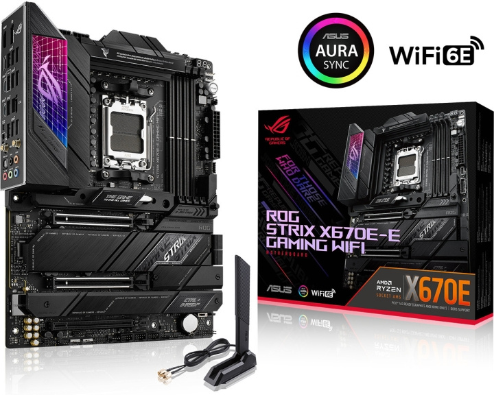 ASUS ROG STRIX X670E-E GAMING WIFI ATX -emolevy ryhmässä TIETOKOONET & TARVIKKEET / Tietokoneen komponentit / Emolevyt @ TP E-commerce Nordic AB (C68365)