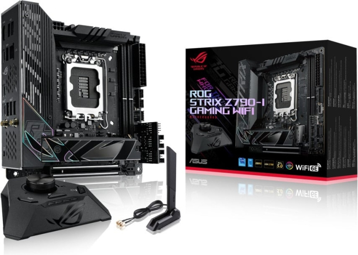 ASUS ROG STRIX Z790-I GAMING WIFI Mini-ITX -emolevy ryhmässä TIETOKOONET & TARVIKKEET / Tietokoneen komponentit / Emolevyt @ TP E-commerce Nordic AB (C68387)