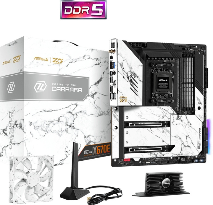 ASRock X670E Taichi Carrara E-ATX -emolevy ryhmässä TIETOKOONET & TARVIKKEET / Tietokoneen komponentit / Emolevyt @ TP E-commerce Nordic AB (C68394)