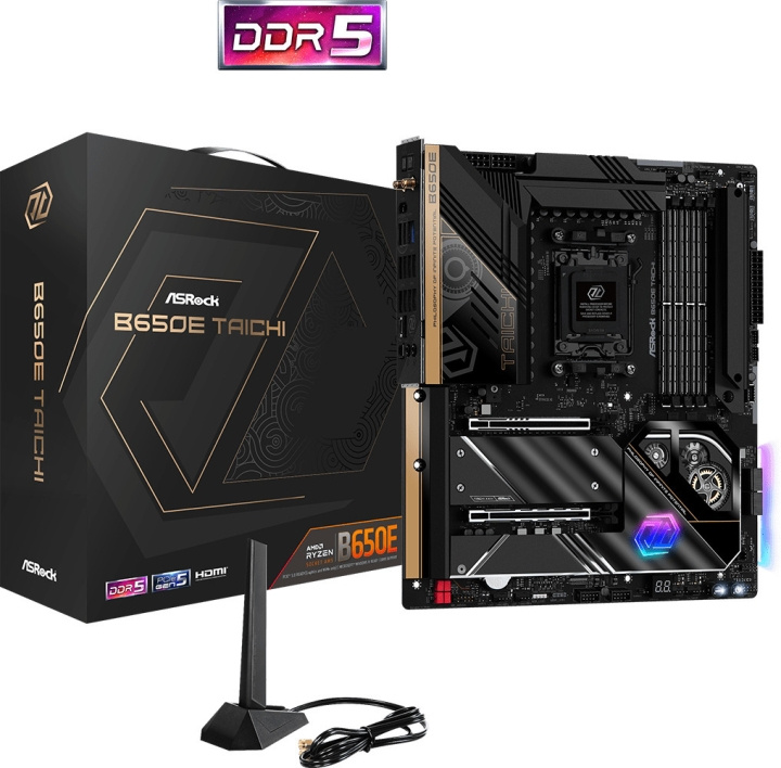 ASRock B650E Taichi E-ATX -emolevy ryhmässä TIETOKOONET & TARVIKKEET / Tietokoneen komponentit / Emolevyt @ TP E-commerce Nordic AB (C68403)