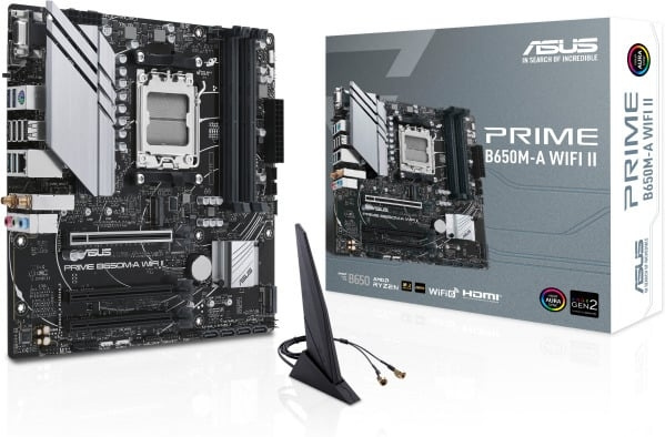 ASUS PRIME B650M-A WIFI II -mATX-emolevy ryhmässä TIETOKOONET & TARVIKKEET / Tietokoneen komponentit / Emolevyt @ TP E-commerce Nordic AB (C68457)