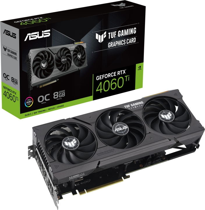 ASUS GeForce TUF-RTX4060TI-O8G-GAMING -näytönohjain ryhmässä TIETOKOONET & TARVIKKEET / Tietokoneen komponentit / Näytönohjaimet @ TP E-commerce Nordic AB (C68474)