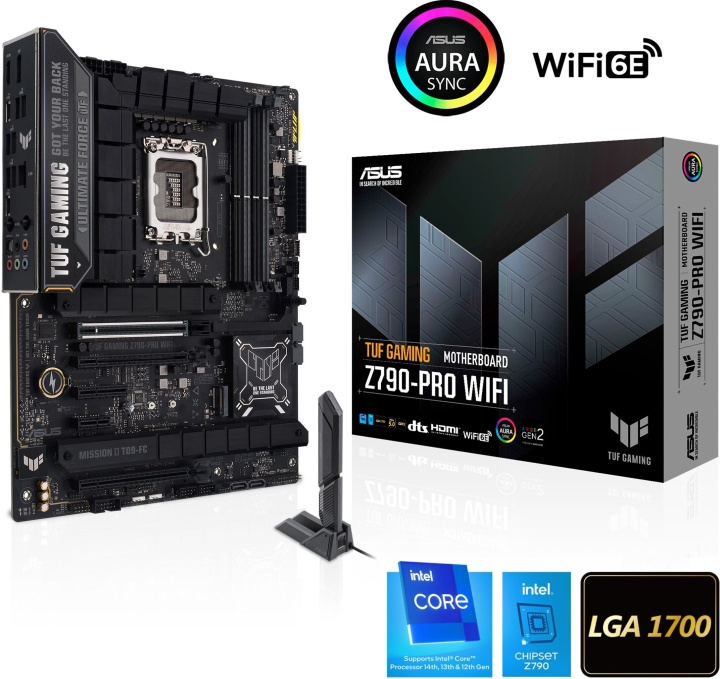 ASUS TUF GAMING Z790-PRO WIFI ATX -emolevy ryhmässä TIETOKOONET & TARVIKKEET / Tietokoneen komponentit / Emolevyt @ TP E-commerce Nordic AB (C68528)