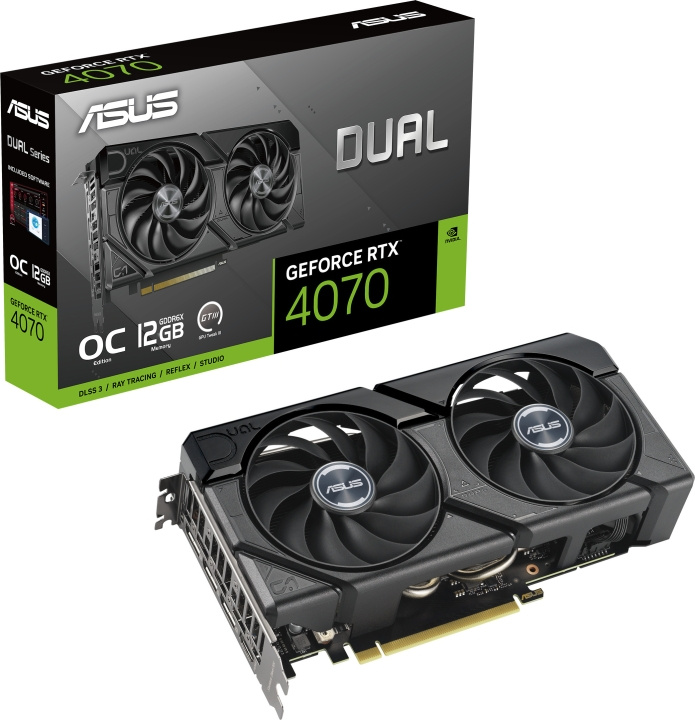 ASUS GeForce DUAL-RTX4070-O12G-EVO -näytönohjain ryhmässä TIETOKOONET & TARVIKKEET / Tietokoneen komponentit / Näytönohjaimet @ TP E-commerce Nordic AB (C68537)