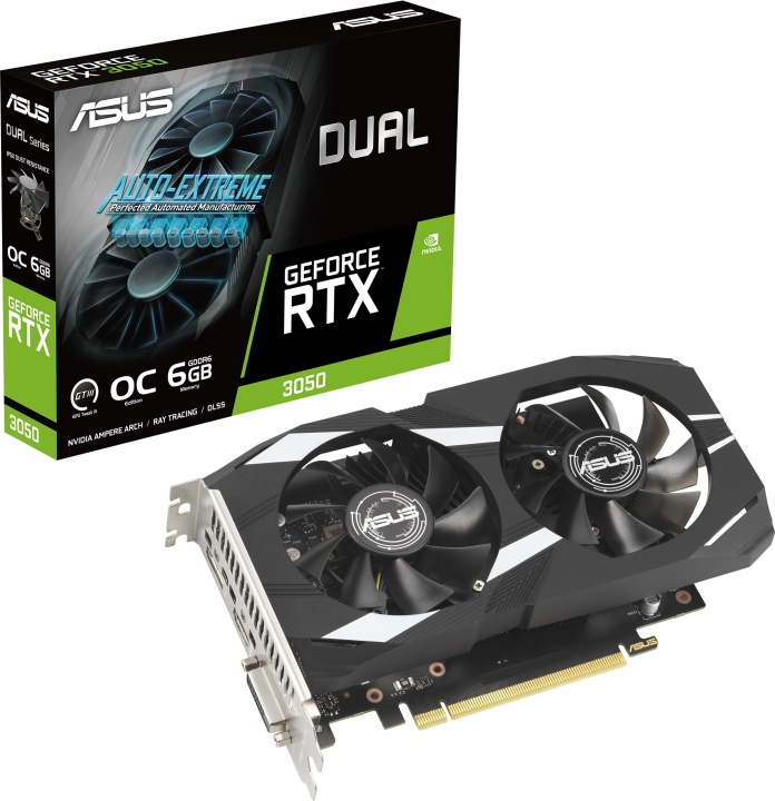 ASUS DUAL GeForce RTX 3050 OC 6GB -näytönohjain ryhmässä TIETOKOONET & TARVIKKEET / Tietokoneen komponentit / Näytönohjaimet @ TP E-commerce Nordic AB (C68619)