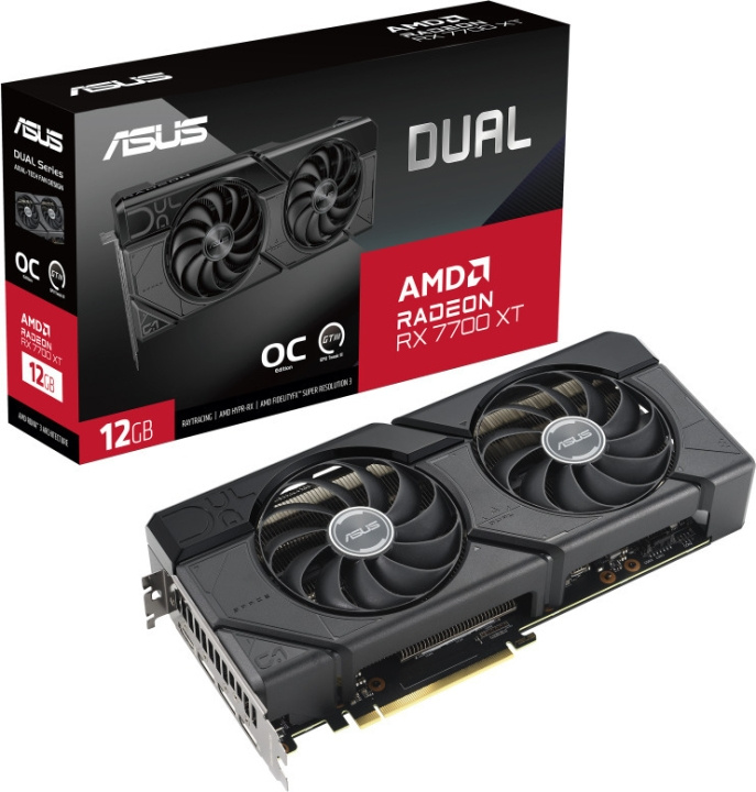 ASUS AMD Radeon DUAL-RX7700XT-O12G -näytönohjain ryhmässä TIETOKOONET & TARVIKKEET / Tietokoneen komponentit / Näytönohjaimet @ TP E-commerce Nordic AB (C68620)