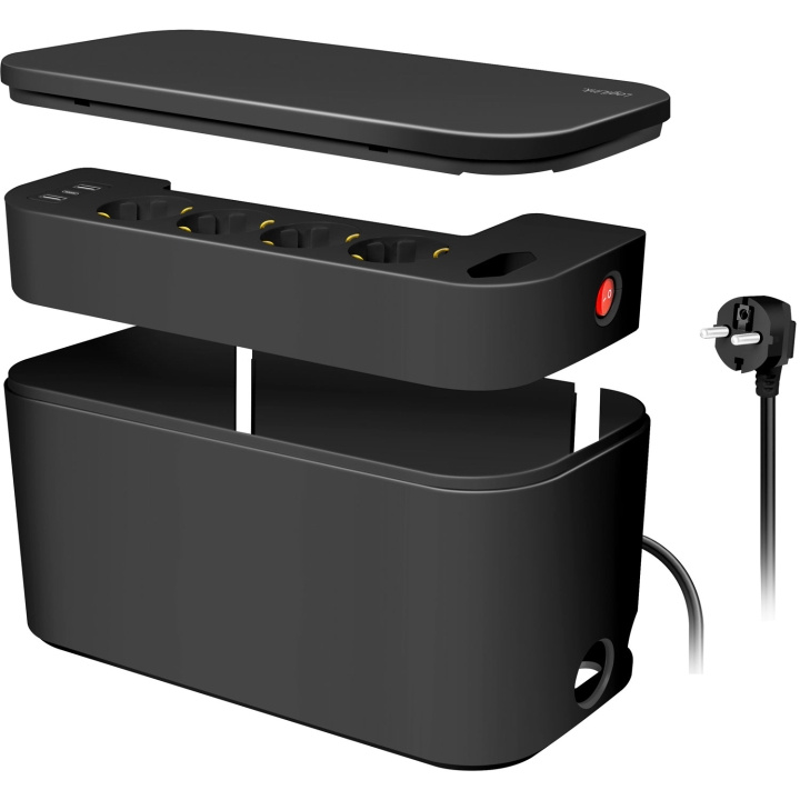 LogiLink Cable box - Kabelgömma med grenuttag + USB-A/USB-C-laddning Svart ryhmässä KODINELEKTRONIIKKA / Kaapelit & Sovittimet / Kaapelinhallinta @ TP E-commerce Nordic AB (C68805)