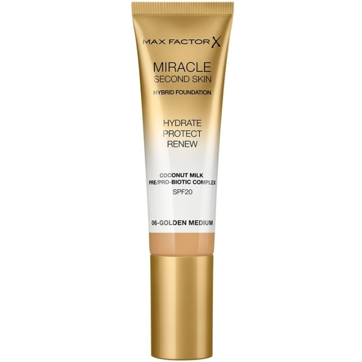 Max Factor Miracle Second Skin Foundation 06 Golden Medium ryhmässä KAUNEUS JA TERVEYS / Meikit / Meikit Kasvot / Meikkivoide @ TP E-commerce Nordic AB (C69309)