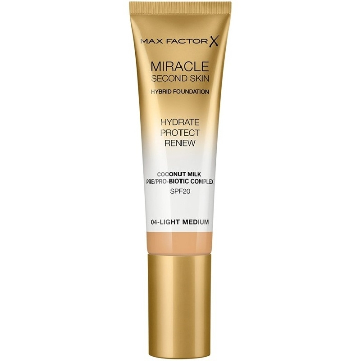 Max Factor Miracle Second Skin Foundation 04 Light Medium ryhmässä KAUNEUS JA TERVEYS / Meikit / Meikit Kasvot / Meikkivoide @ TP E-commerce Nordic AB (C69317)