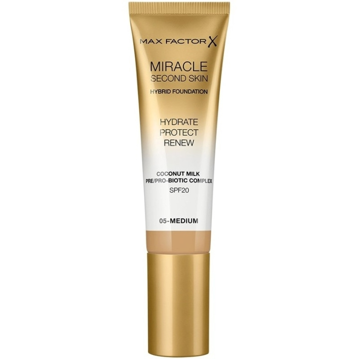 Max Factor Miracle Second Skin Foundation 05 Medium ryhmässä KAUNEUS JA TERVEYS / Meikit / Meikit Kasvot / Meikkivoide @ TP E-commerce Nordic AB (C69319)