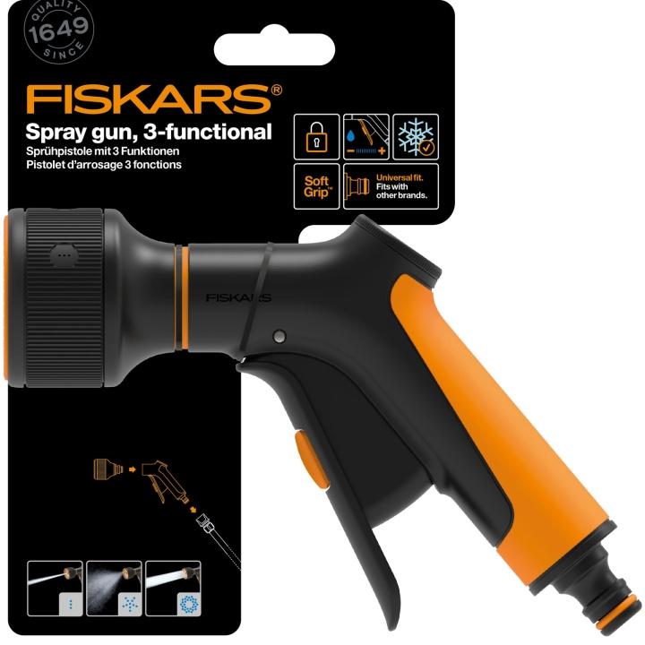 Fiskars Sprinklerpistol 3-funktion. front tr ryhmässä KOTI, TALOUS JA PUUTARHA / Puutarhatuotteet / Puutarhatyökalut @ TP E-commerce Nordic AB (C69558)