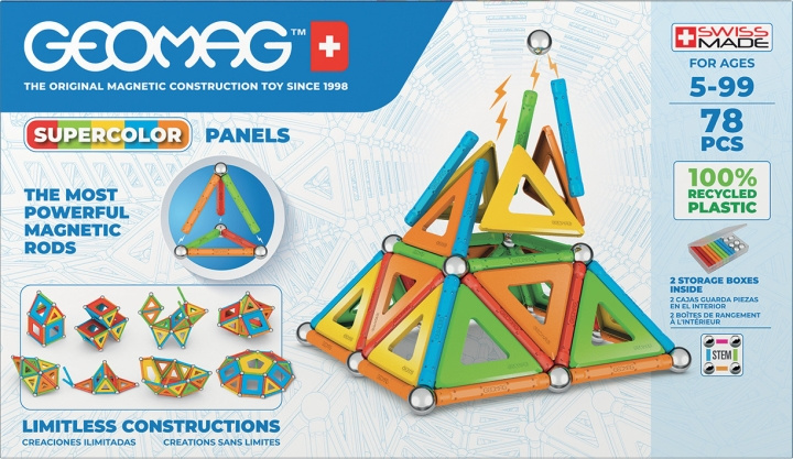 Geomag Supervärikäs -magneettirakennussarja, 78 osaa ryhmässä LELUT, TUOTTEET LAPSILLE JA VAUVOILLE / Leikkikalut, Askartelu &Pelit / Rakennuslelut / Geomag @ TP E-commerce Nordic AB (C69934)