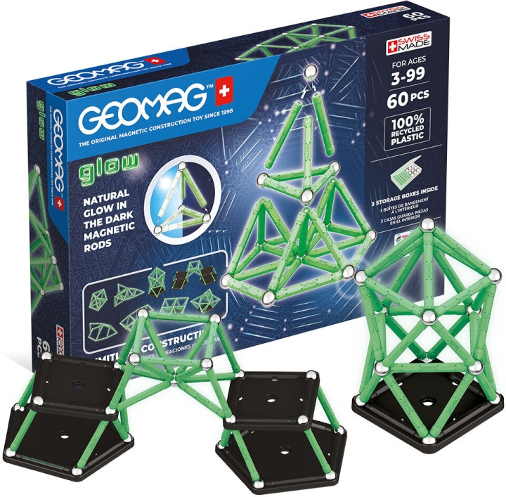 Geomag Glow Recycled -magneettirakennussarja, 60 osaa ryhmässä LELUT, TUOTTEET LAPSILLE JA VAUVOILLE / Leikkikalut, Askartelu &Pelit / Rakennuslelut / Geomag @ TP E-commerce Nordic AB (C69958)