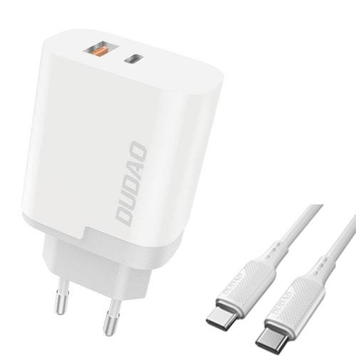 Dudao A6XSEUT Adapter 22,5Watt 1xUSB-C + 1xUSB-A (1m USB-C to USB-C cable included) ryhmässä ÄLYPUHELIMET JA TABLETIT / Laturit & Kaapelit / Seinälaturi / Seinälaturi Type C @ TP E-commerce Nordic AB (C70278)