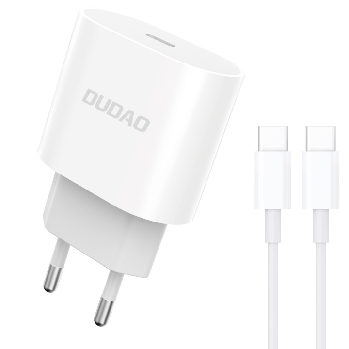 Dudao A8SEU-1M Adapter 20Watt 1xUSB-C (1m USB-C to USB-C cable included) ryhmässä ÄLYPUHELIMET JA TABLETIT / Laturit & Kaapelit / Seinälaturi / Seinälaturi Type C @ TP E-commerce Nordic AB (C70303)