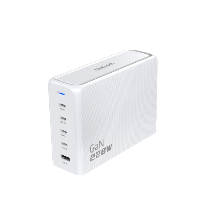 Dudao A228EU 228Watt Adapter GaN 4xUSB-C + 1xUSB-A White ryhmässä ÄLYPUHELIMET JA TABLETIT / Laturit & Kaapelit / Seinälaturi / Seinälaturi Type C @ TP E-commerce Nordic AB (C70304)