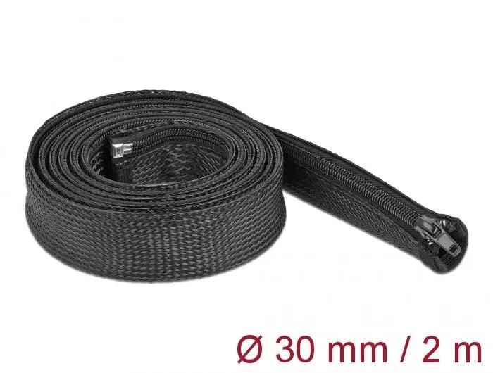 DeLOCK Braided Sleeve with zip fastener heat-resistant 2 m x 30 mm ryhmässä KODINELEKTRONIIKKA / Kaapelit & Sovittimet / Kaapelinhallinta @ TP E-commerce Nordic AB (C70496)