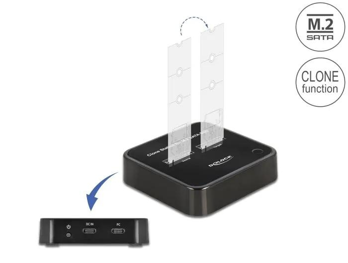 DeLOCK M.2 Docking Station for 2 x M.2 SATA SSD with Clone function ryhmässä TIETOKOONET & TARVIKKEET / Kannettavat tietokoneet & tarvikkeet / Telakka @ TP E-commerce Nordic AB (C70503)