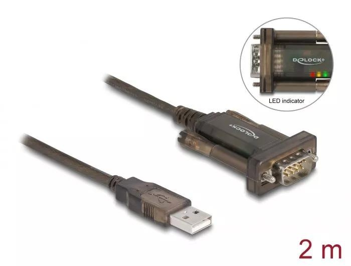 DeLOCK Adapter USB 2.0 Type-A > 1 x Serial DB9 RS-232 ryhmässä TIETOKOONET & TARVIKKEET / Kaapelit & Sovittimet / USB / USB-A / Sovittimet @ TP E-commerce Nordic AB (C70512)