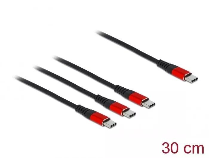 DeLOCK USB Charging Cable 3 in 1 USB Type-C to 3 x USB Type-C 30 cm ryhmässä ÄLYPUHELIMET JA TABLETIT / Laturit & Kaapelit / Kaapelit / Tyyppi C -kaapelit @ TP E-commerce Nordic AB (C70513)