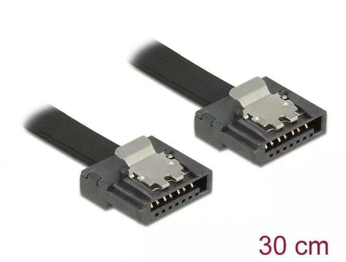 DeLOCK SATA 6 Gb/s Cable 30 cm black FLEXI ryhmässä TIETOKOONET & TARVIKKEET / Kaapelit & Sovittimet / Sisäinen / SATA @ TP E-commerce Nordic AB (C70514)