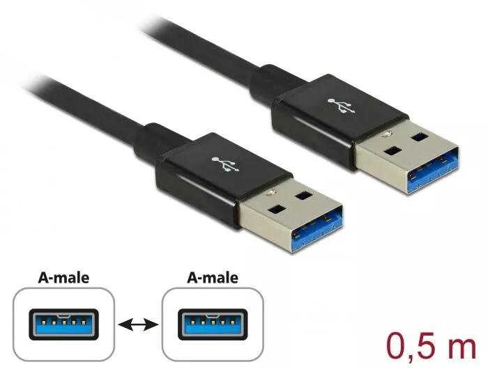 DeLOCK Cable USB 10 Gbps USB Type-A male > USB Type-A male 0.5 m ryhmässä TIETOKOONET & TARVIKKEET / Kaapelit & Sovittimet / USB / USB-A / Kaapelit @ TP E-commerce Nordic AB (C70518)