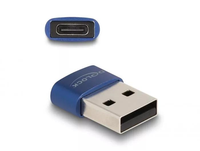 DeLOCK USB 2.0 Adapter USB Type-A male to USB Type-C™ female blue ryhmässä TIETOKOONET & TARVIKKEET / Kaapelit & Sovittimet / USB / USB-A / Sovittimet @ TP E-commerce Nordic AB (C70521)