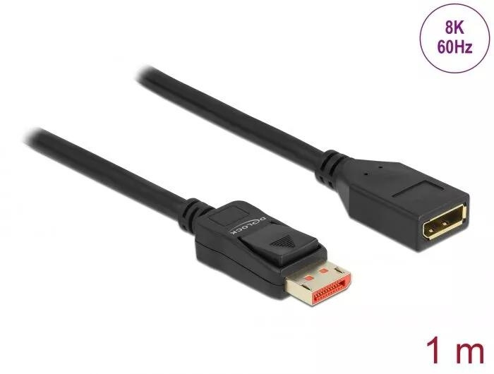 DeLOCK DisplayPort extension cable 8K 60 Hz 1 m ryhmässä TIETOKOONET & TARVIKKEET / Kaapelit & Sovittimet / DisplayPort / Kaapelit @ TP E-commerce Nordic AB (C70532)