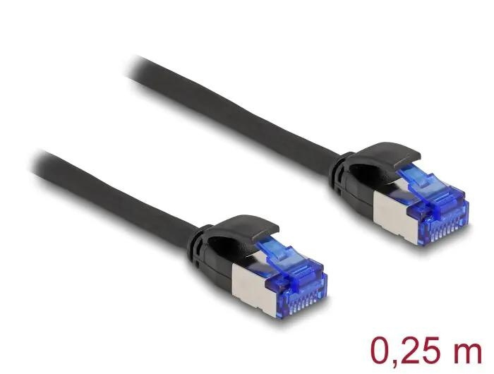 DeLOCK RJ45 Network Cable Cat.6A S/FTP Slim 0.25 m black ryhmässä TIETOKOONET & TARVIKKEET / Kaapelit & Sovittimet / Verkko / Cat6 @ TP E-commerce Nordic AB (C70534)