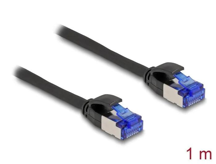 DeLOCK RJ45 Network Cable Cat.6A S/FTP Slim 1 m black ryhmässä TIETOKOONET & TARVIKKEET / Kaapelit & Sovittimet / Verkko / Cat6 @ TP E-commerce Nordic AB (C70536)